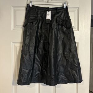 NWT banana republic Vegan faux leather Midi skirt Sz 2 Petite